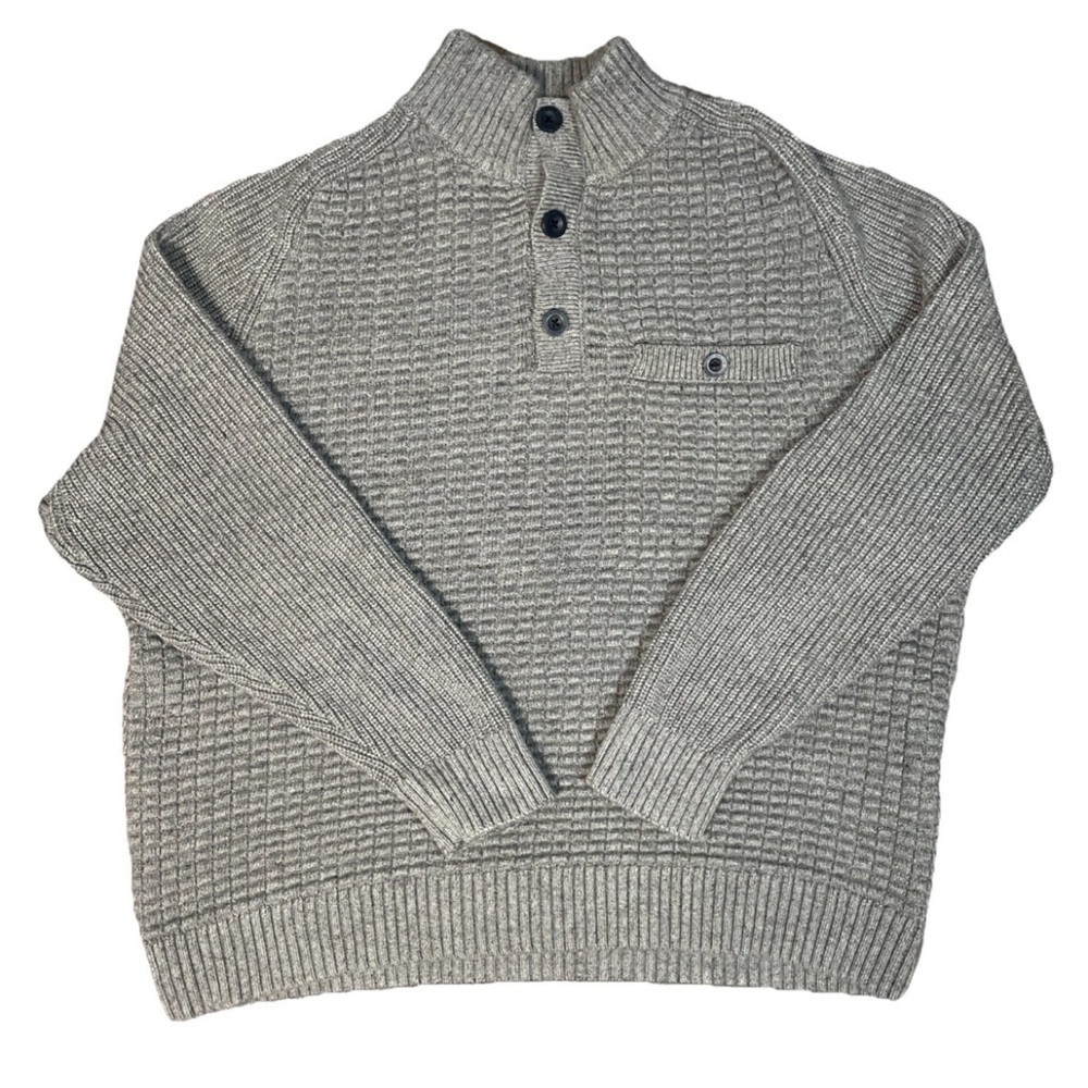 Duluth Trading Co Burly Retirement Button Mock Cotton Knit Sweater Mens Size XL